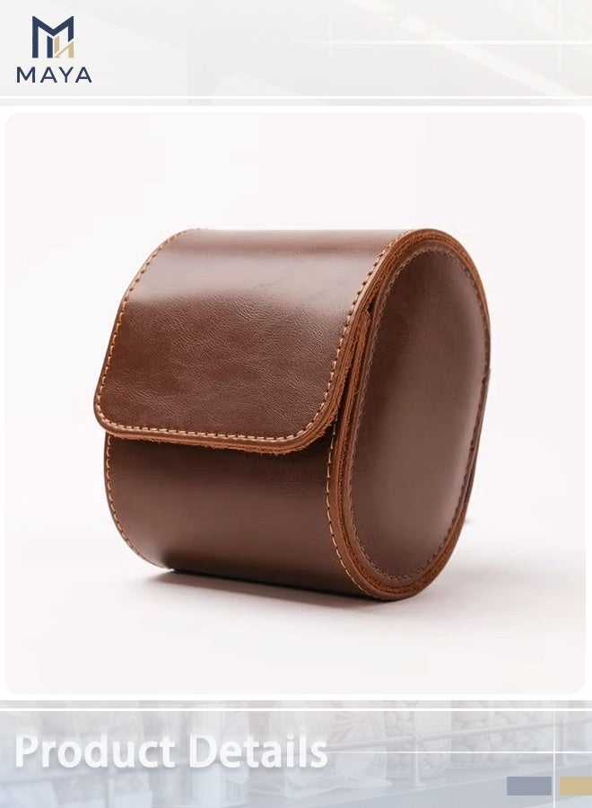 مايا علبة تخزين ساعات فاخرة من الجلد، حافظة ساعة واحدة للسفر، منظم ساعات رجالي للتخزين والعرض، هدية مثالية للذكرى السنوية وأعياد الميلاد. - Image 4